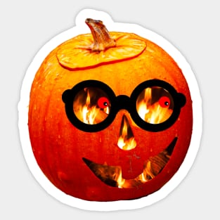 Pumpkin with eyes on fire Sticker